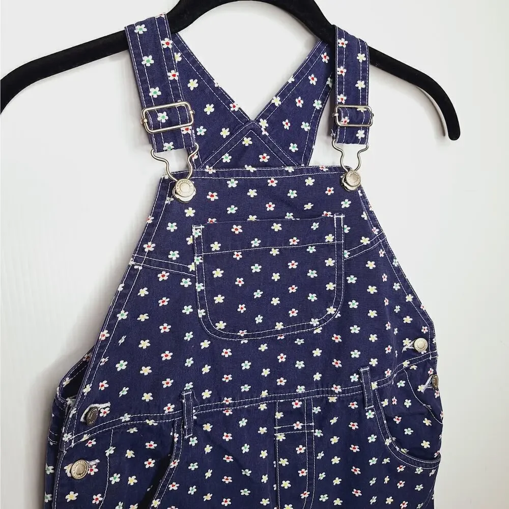 Vintage 90s Gymboree Daisy Overalls Girls 5/6 Floral Rainbow Tag Bibs Dungarees